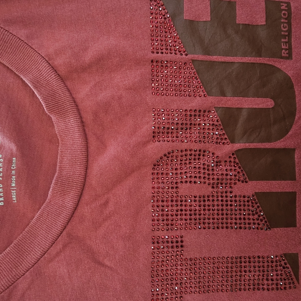 TRUE RELIGION WOMEN"S RED GRAFIT TEE SIZE L - Picture 5 of 6